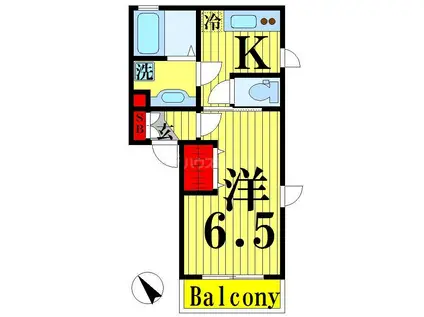 カハナコート(1K/2階)の間取り写真