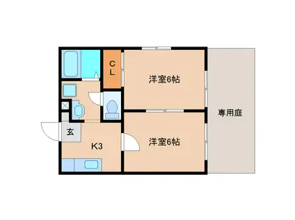 グリーンハイツシミズA棟(2K/1階)の間取り写真