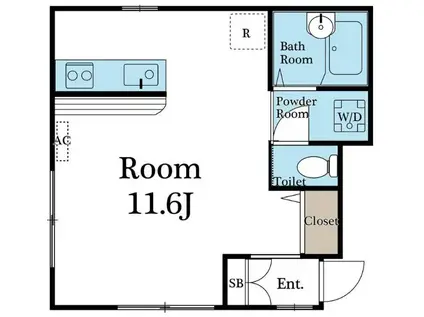 カルトセゾン(ワンルーム/1階)の間取り写真