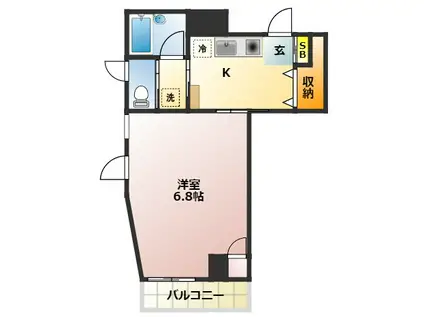 ケンエービル(1K/2階)の間取り写真