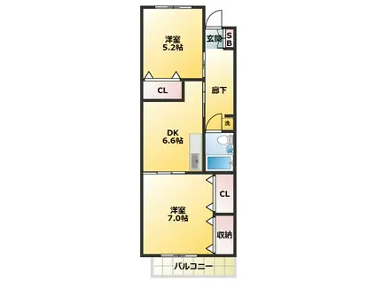 仙台坂アルカディア(2DK/10階)の間取り写真