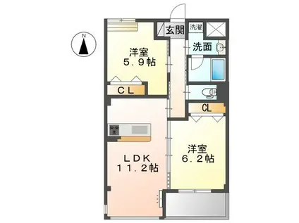 COMFORT大宮(2LDK/3階)の間取り写真