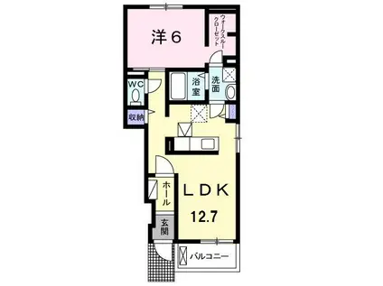 プリムヴェール(1LDK/1階)の間取り写真