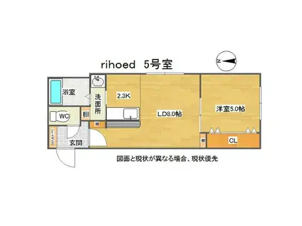 RIHOED(1LDK/2階)の間取り写真