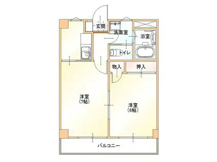 ハイツ許山(2K/4階)の間取り写真