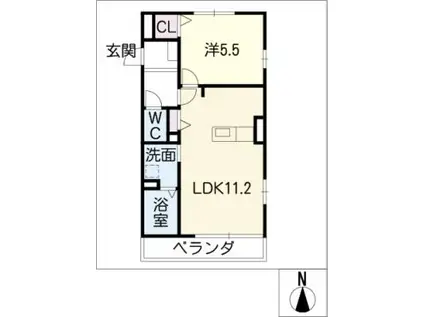 CASABIANCA KS(1LDK/2階)の間取り写真