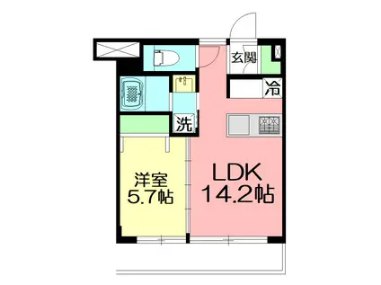 シャルム湘南(1LDK/2階)の間取り写真