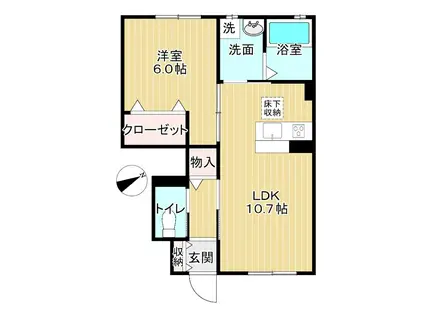 ポケットガーデン(1LDK/1階)の間取り写真