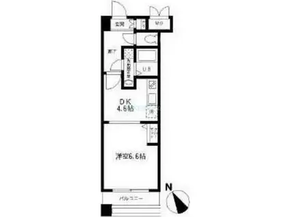 エスポワール(1DK/2階)の間取り写真