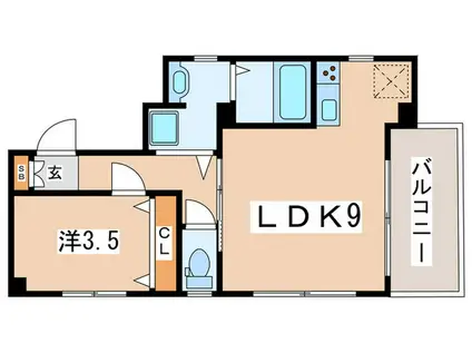 KOUSENBLD(1LDK/4階)の間取り写真