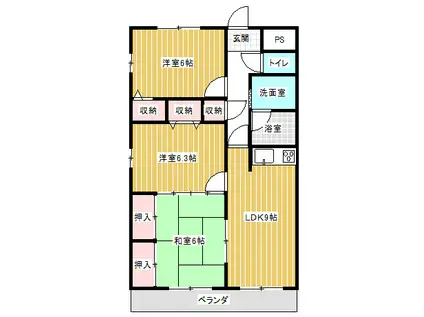 セラフィノI(3LDK/3階)の間取り写真