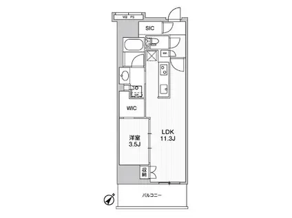 ワーブ横浜伊勢佐木町(1LDK/7階)の間取り写真
