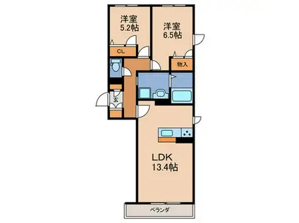 ウインドヒル(2LDK/2階)の間取り写真