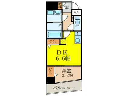 YOU´S八番館(1DK/4階)の間取り写真