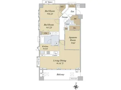 ライオンズガーデン東武練馬弐番館(2LDK/2階)の間取り写真