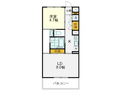 Kエリタージュ(1LDK/3階)の間取り写真