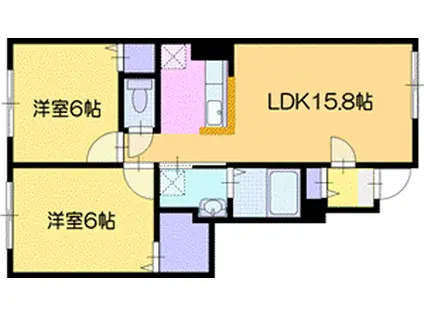 プルメリアV(2LDK/1階)の間取り写真