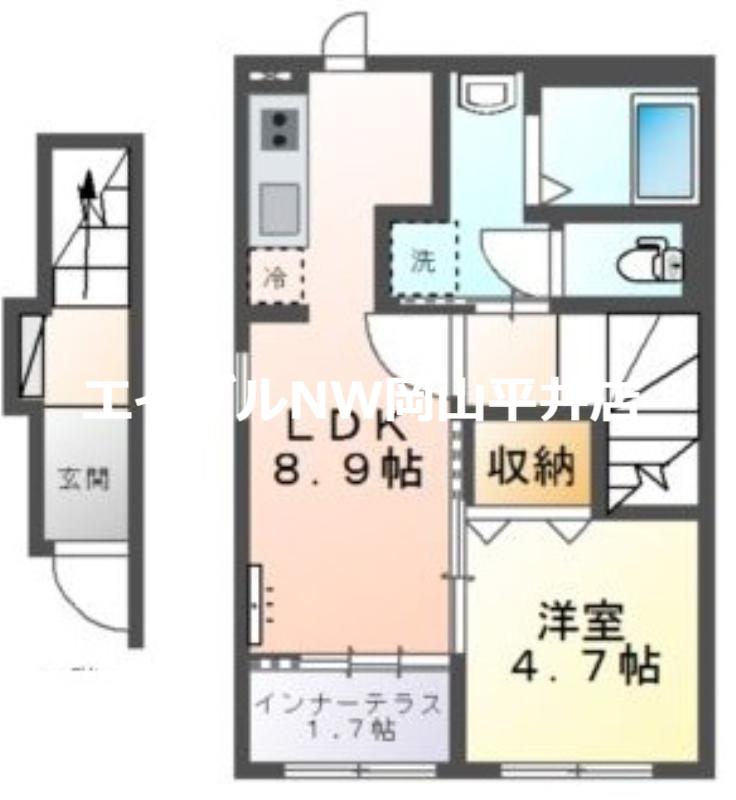 ブルーム テラス(1LDK/2階)の間取り写真
