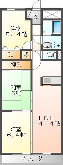 ロイヤルエステートIII(3LDK/2階)の間取り写真