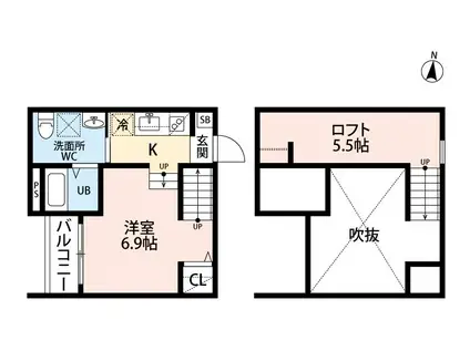 RIFUGIO大江(ワンルーム/2階)の間取り写真