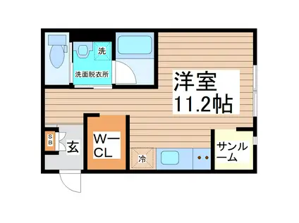 VILLA長町南(ワンルーム/1階)の間取り写真