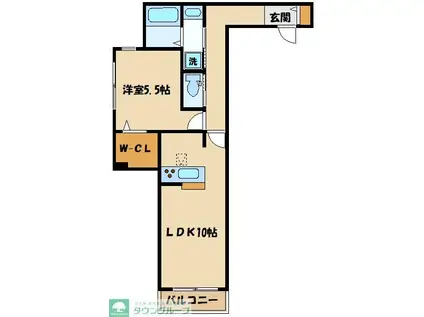 SQUARE ONE(1LDK/1階)の間取り写真