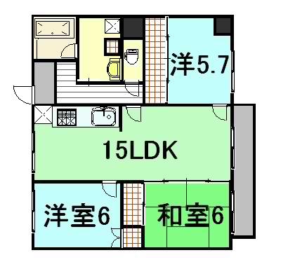 段原タカキビル(3LDK/3階)の間取り写真