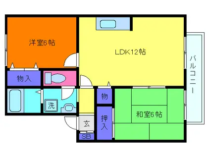 プレステージ芦屋A棟(2LDK/2階)の間取り写真