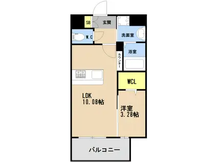 LIBTH箱崎宮前(1LDK/7階)の間取り写真
