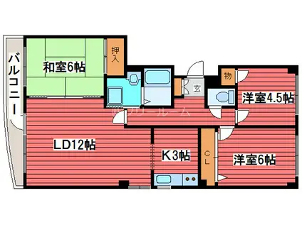 クレア西岡(3LDK/5階)の間取り写真