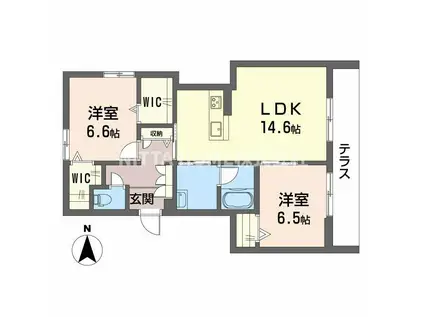 シャーメゾン PASSO(2LDK/1階)の間取り写真