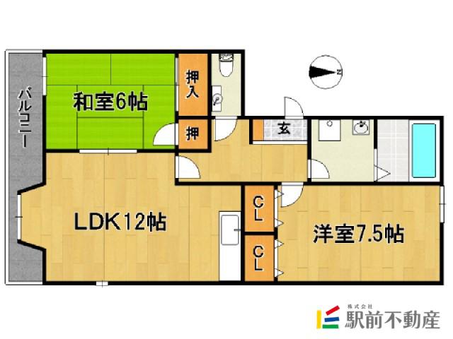 MNRKOKUBU(2LDK/3階)の間取り写真