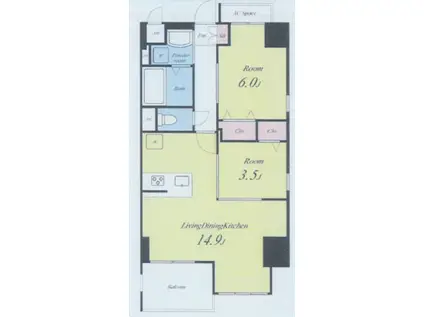 アルカス聖蹟(2LDK/2階)の間取り写真