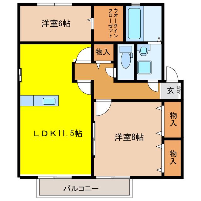 ナホトカ静里(2LDK/2階)の間取り写真