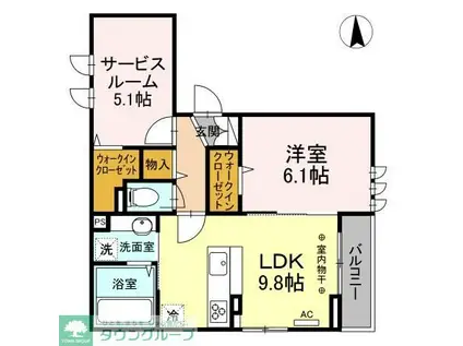 エスポワール三鷹(1SLDK/2階)の間取り写真