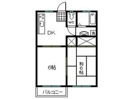 クレオコート(2DK/1階)の間取り写真