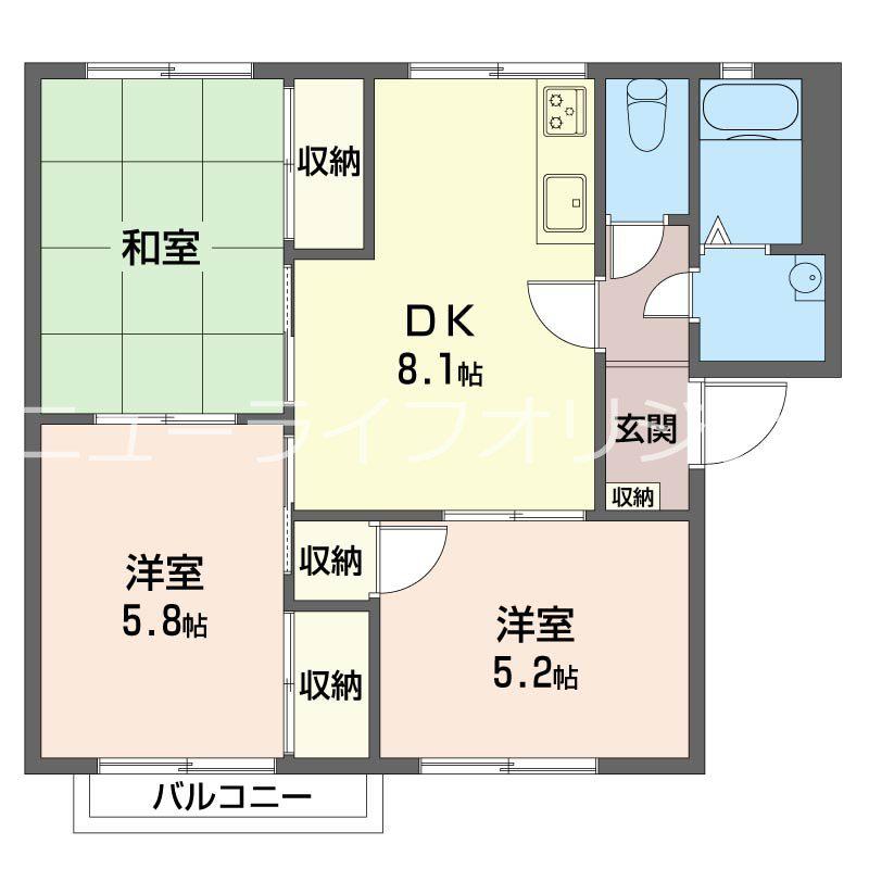 サンシャインタウンA(3DK/2階)の間取り写真