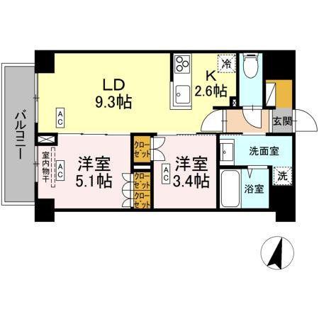 ロイジェント西新井(2LDK/6階)の間取り写真