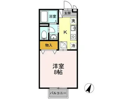 イーストハイム津島(1K/2階)の間取り写真