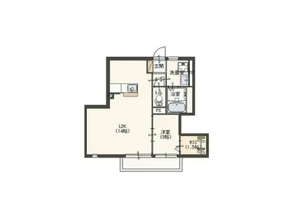 キラテックF12(1SK/3階)の間取り写真