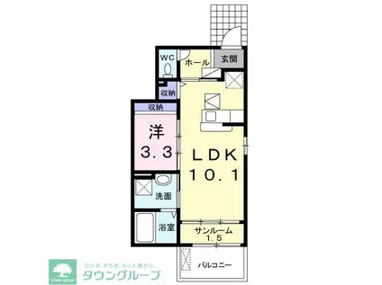 クレードル 二ツ木(1LDK/1階)の間取り写真