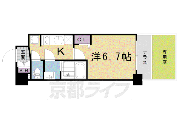 プレサンス THE KYOTO 澄華(1K/1階)の間取り写真