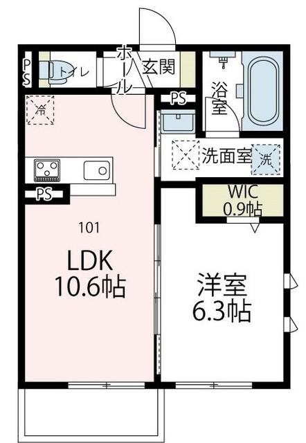 ヴァローレV(1LDK/1階)の間取り写真