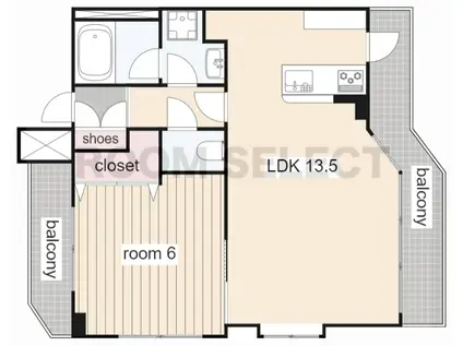 ウイステリア妙音通(1LDK/2階)の間取り写真