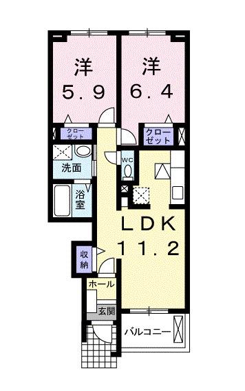 リトルツリーフィールド(2LDK/1階)の間取り写真