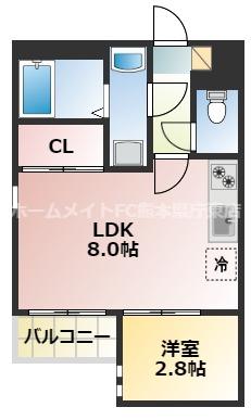 G-SMART坪井(1LDK/1階)の間取り写真