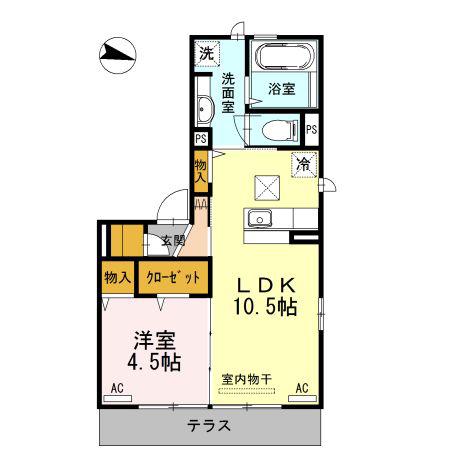 フェリオ ラルーチェ(1LDK/1階)の間取り写真