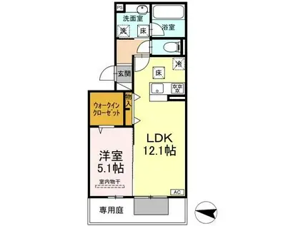 HABITAT YOSHINO(1LDK/1階)の間取り写真