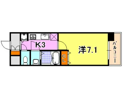 KDXレジデンス三宮(1K/2階)の間取り写真