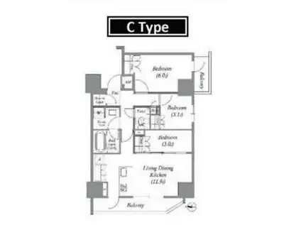 ACP RESIDENCE錦糸町(3LDK/13階)の間取り写真